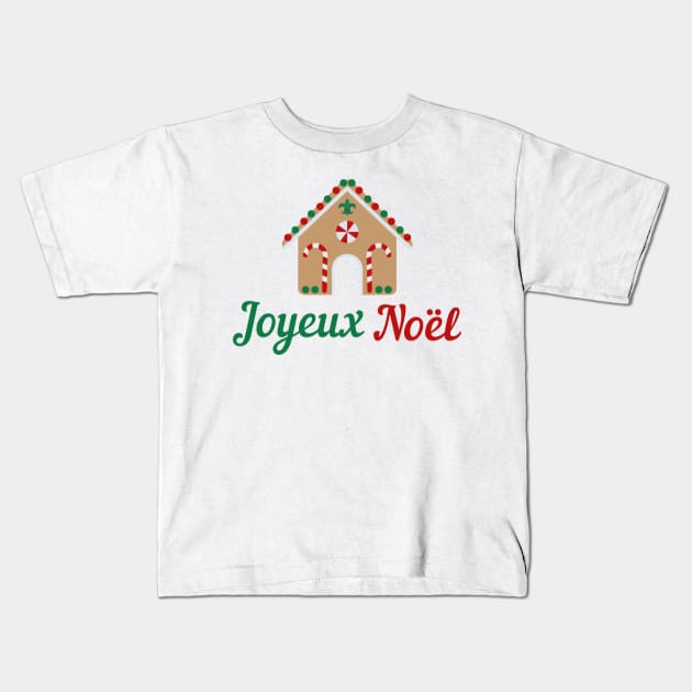 French Christmas Design Joyeux Noel Gingerbread House France Gift Kids T-Shirt by InnerMagic